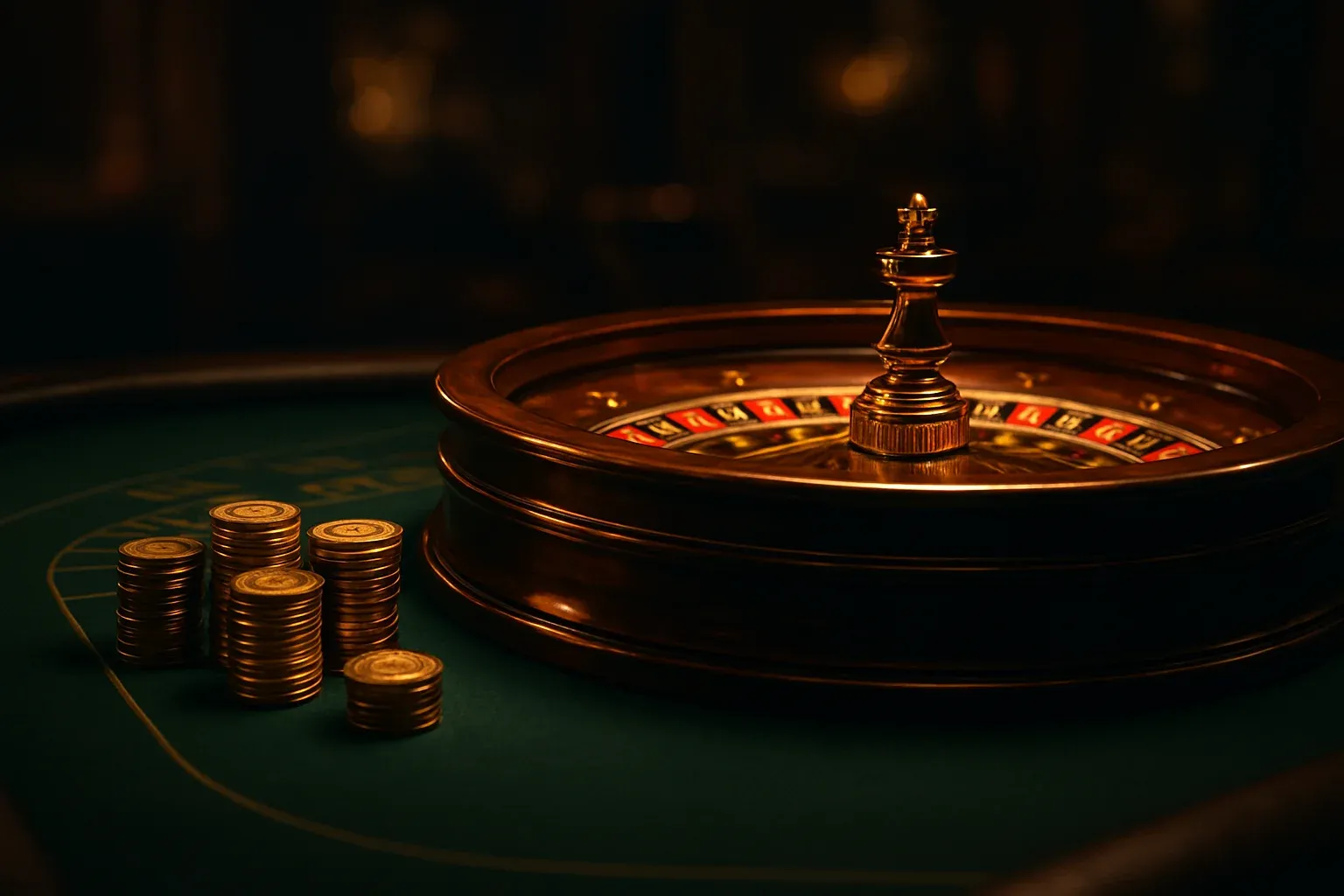 Elegant live casino roulette table with dealer hands and golden chips